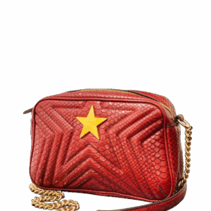 Stella Mccartney Burgundy Snakeskin Embossed Star Crossbody Bag