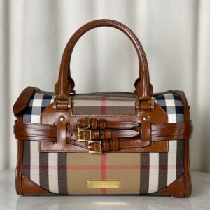 Burberry Brown Bridle House Check Bowling Tote Bag