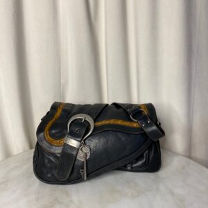 Christian Dior Black Vintage Saddle Bag
